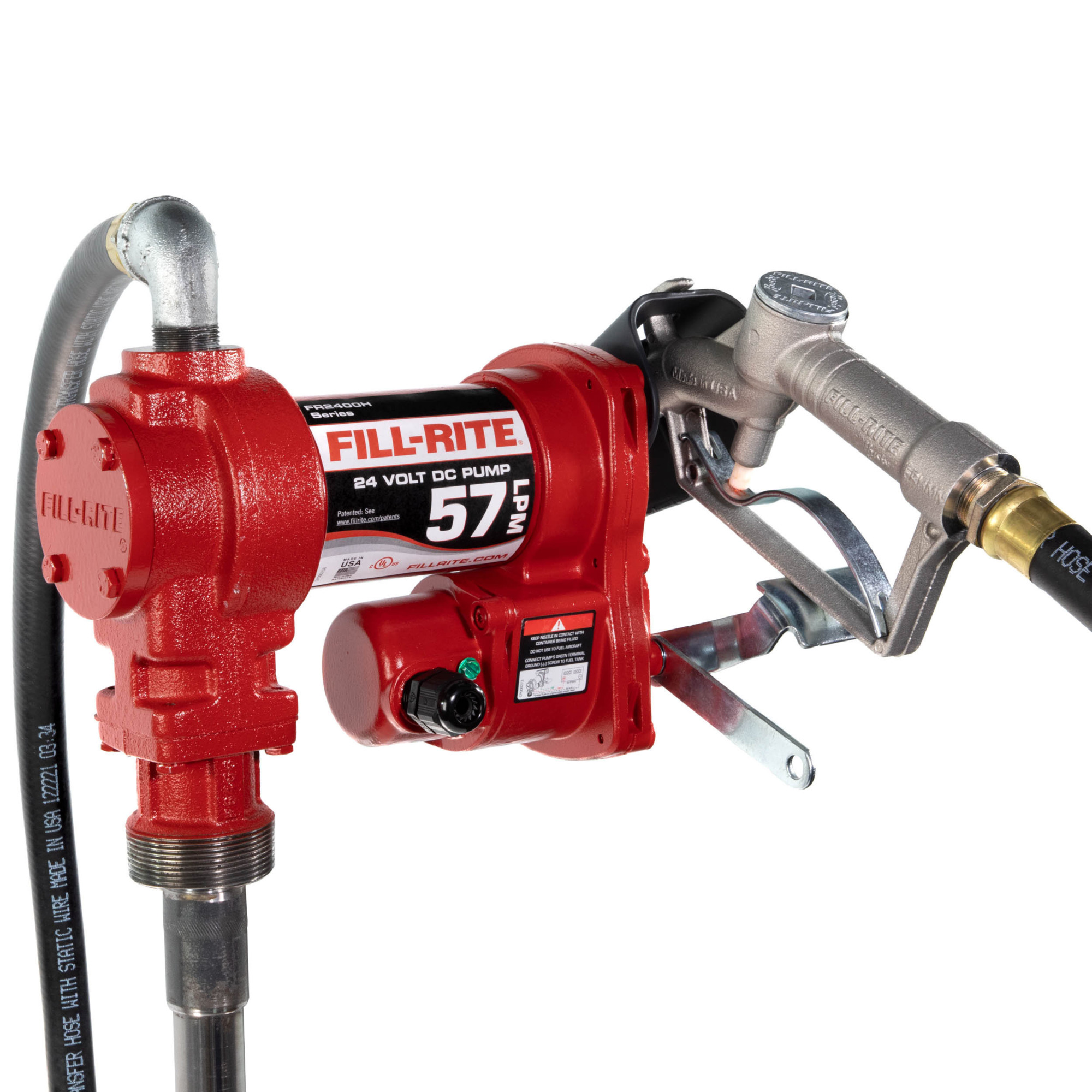 Fill-Rite, 24V DC 57 LPM Fuel Transfer Pump with Nozzle, GPM 15 Volts 24 Nozzle Type Manual, Model# FR2410H